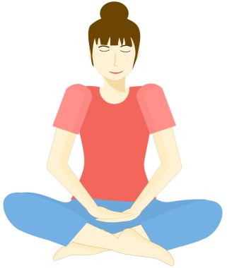 Kadın iç huzuru ve zihinsel refahı için meditasyon yapıyor.