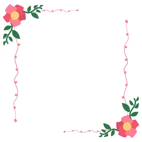 Kırmızı tonlu çiçeklerle süslenmiş kare bir çerçeve.