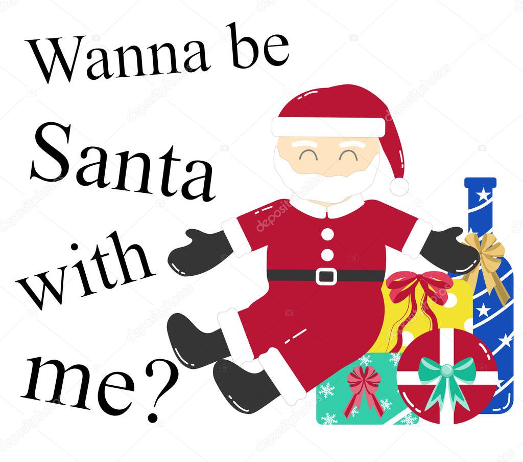 Cute Santa Claus cartoon with gifts for t-shirt or sublimation design