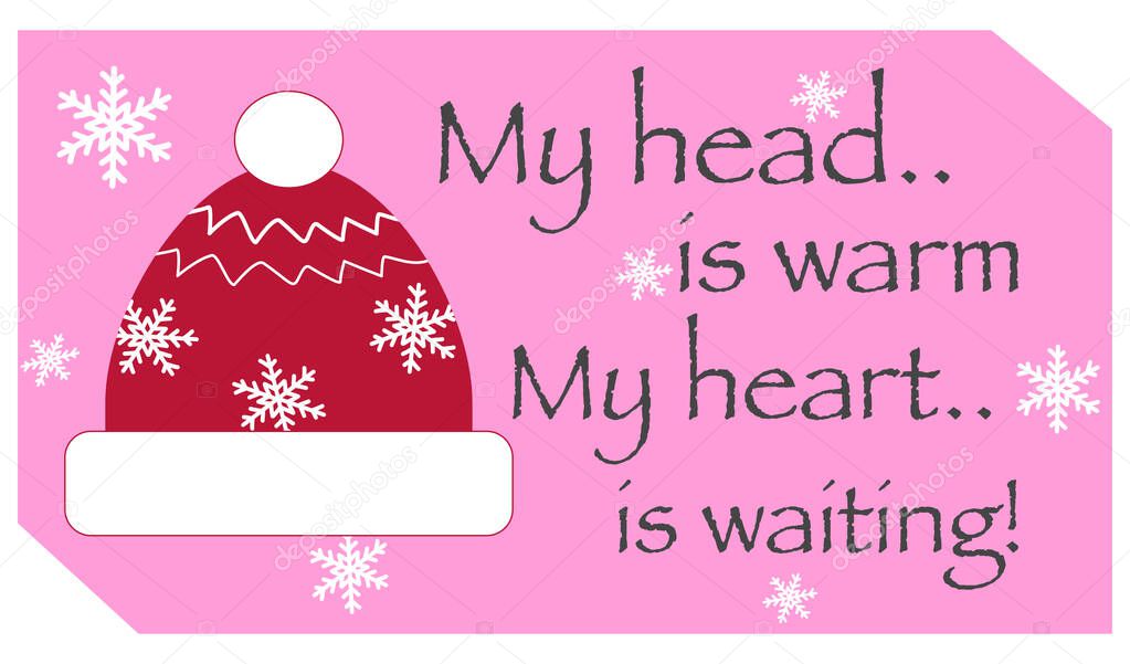 Cute beanie hat cartoon with funny quote for t-shirt or sublimation design