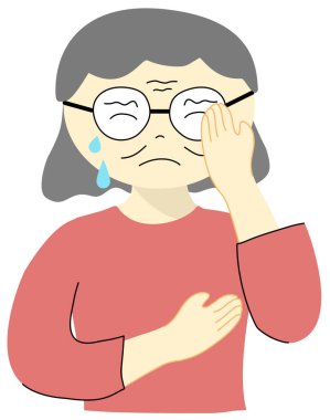 Depresyondan ağlayan yaşlı bir kadın.