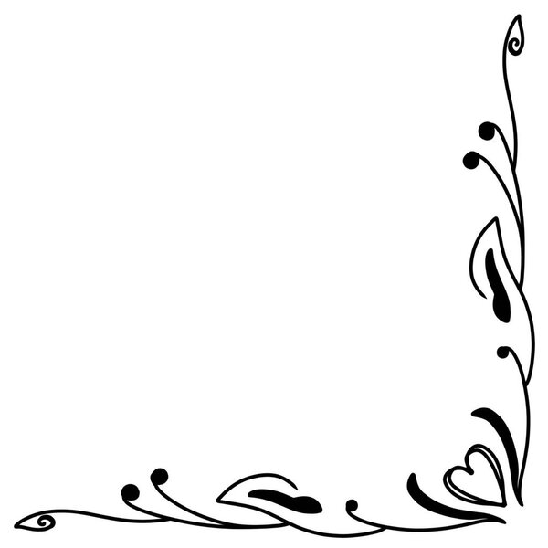 Абстрактная цветочная угловая рамка, стиль силуэт, декоративная иллюстрация Element
