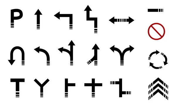 Transport Symbols and Road Arrows Vector Set