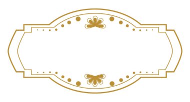 Elegant vintage gold text frame with scroll pattern, greeting or wedding card decoration 