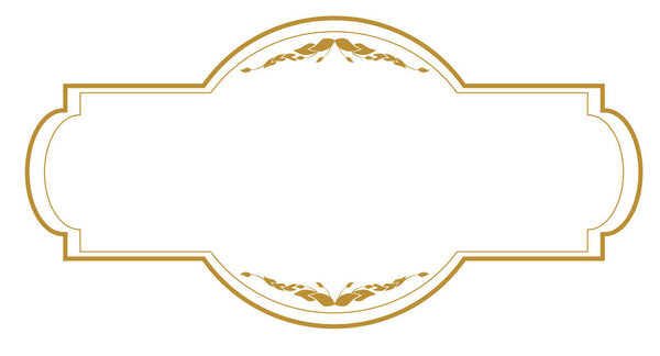 Elegant vintage gold text frame with scroll pattern, greeting or wedding card decoration 