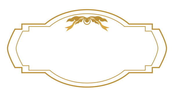 Elegant vintage gold text frame with scroll pattern, greeting or wedding card decoration 