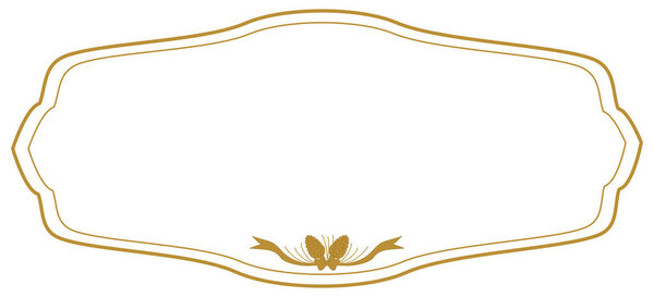 Elegant vintage gold text frame with scroll pattern, greeting or wedding card decoration 