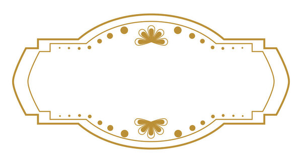 Elegant vintage gold text frame with scroll pattern, greeting or wedding card decoration 