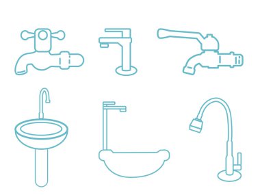 Satır Sanat Suyu Musluğu, Musluk ve Batık Vektör Simgesi Ayarları