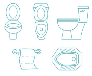 Çizgi Sanat Tuvalet Aletleri ve Aksesuar Vektörü Simgesi Ayarları