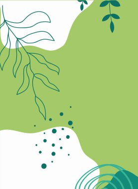 Yeşil yapraklı ve noktalı soyut arkaplan