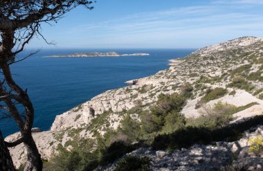 Calanques, Akdeniz kıyısı, Güney Fransa.