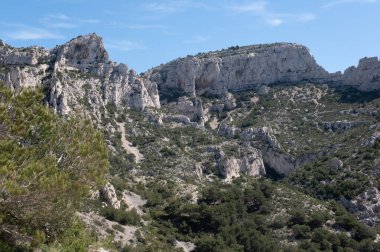 Calanques, Akdeniz kıyısı, Güney Fransa.
