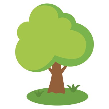 2d kahverengi gövdeli basit yeşil ağaç, doğa sahneleri, çevre projeleri veya manzara tasarımı için idealdir..