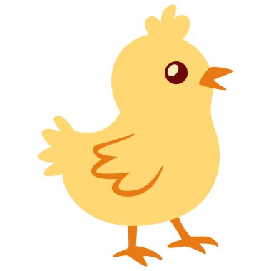 2d küçük kanatları ve gagası olan tüylü sarı civciv, bebek hayvan temaları, çiftlik tasarımları ya da bahar çizimleri için harika..