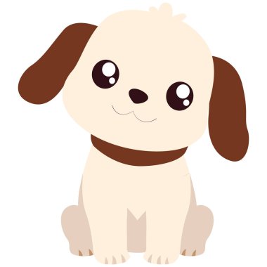 2d yumuşak kulaklı ve açık kahverengi kürklü şirin köpek yavrusu, evcil hayvan temalı içerik, fidanlık sanatı veya hayvan çıkartmaları için ideal..