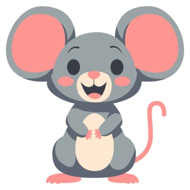 Pençeleri havada 2D gülümseyen fare, hikaye anlatma sahneleri için mükemmel, eğitici görseller, ya da orman koleksiyonları.