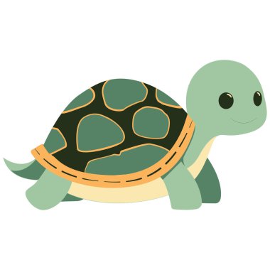 2d yeşil kabuklu ve paletli yüzen kaplumbağa, sualtı görselleri için ideal, suda yaşam, ya da çocuk teması.