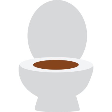 2D bir klozet resmi, banyo kullanımı, temizlik ve temizliği temsil ediyor..