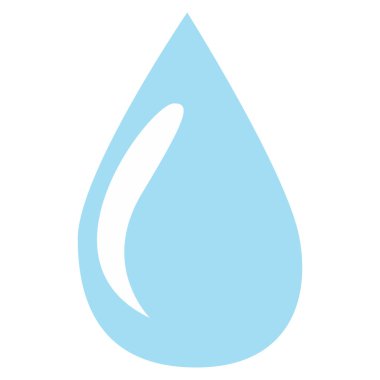 Tazelik, su ve saflığı temsil eden mavi su damlacıklarının 2D çizimi.