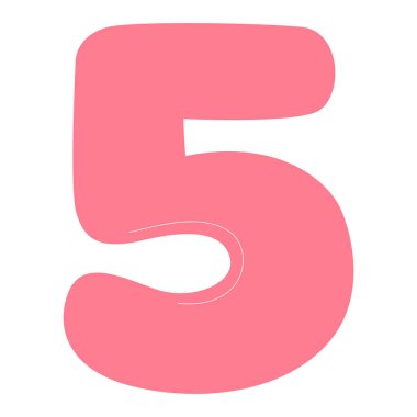 Pembeli 5 numaranın 2D çizimi, sevimli ve yuvarlak görünümlü çocuklar için tasarlanmış..