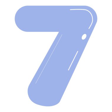 Mor olarak 7 numaranın 2D çizimi, temiz yuvarlak dizaynlı, eğitici kullanım için ideal..