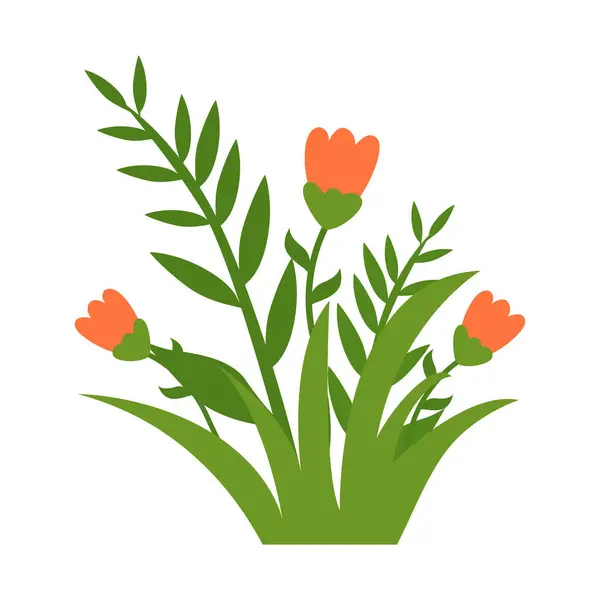 Renkli çiçekleri olan bir çiçeğin 2D çizimi, bahçe ve bahar sahneleri için mükemmel..