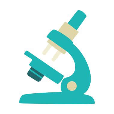 Mikroskobun 2D çizimi. Bilim, biyoloji ve laboratuvar temalı eğitim malzemeleri için mükemmel..