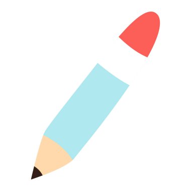 Pembe silgi uçlu bir kalemin 2D çizimi. Yazmak ve okul görselleri için uygun.