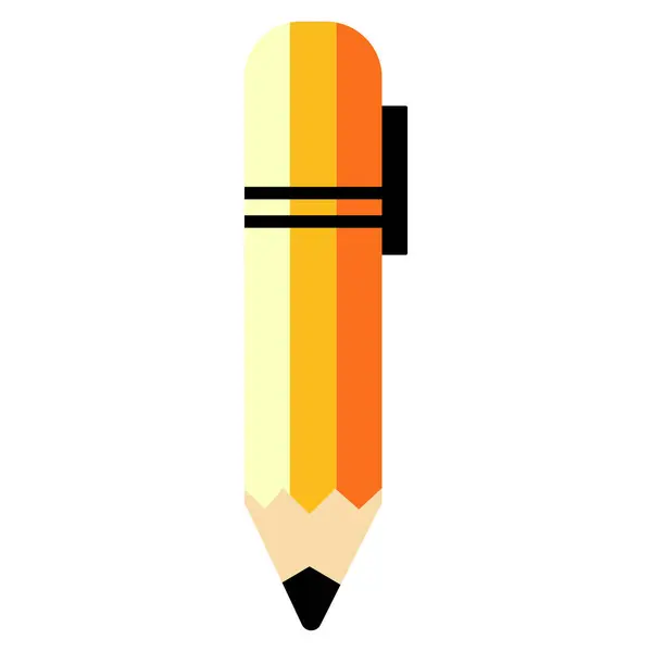 Siyah çizgili ve sivri uçlu 2D sarı kalem. Öğrenme, yazma veya not alma görselleri için ideal.