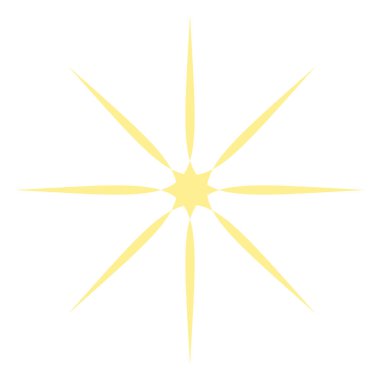 2D altın yıldız simgesi, parlak efektli, İslami tasarımlar veya gece gökyüzü temaları için mükemmel.