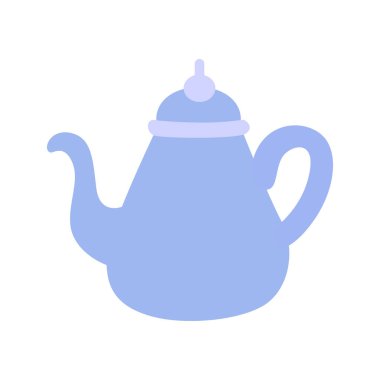 2d düz stil mavi çaydanlık, konukseverlik, iftar toplama ve geleneksel İslami tasarımlar için uygundur..