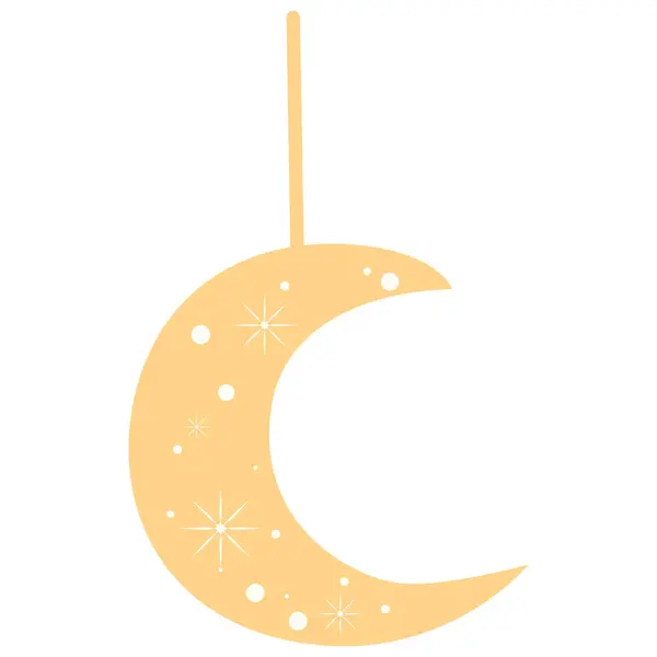 2d altın hilal ışıl ışıl detaylarla asılı, bayram ayını simgeliyor..