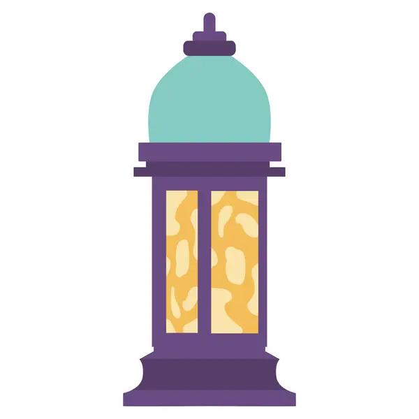 Mor ve turkuaz renkte 2D parlak fener. Ramazan 'da gece dekorasyonu için mükemmel..