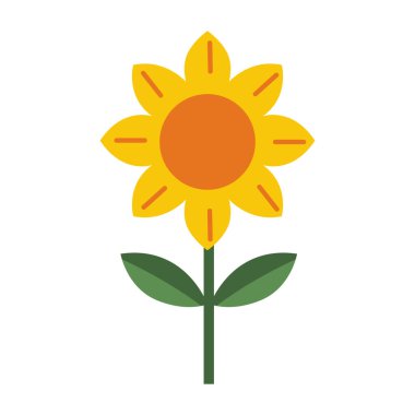 Neşeli, sarı bir çiçeğin 2D sanat eseri. Parlak ve mutlu temalar için ideal.