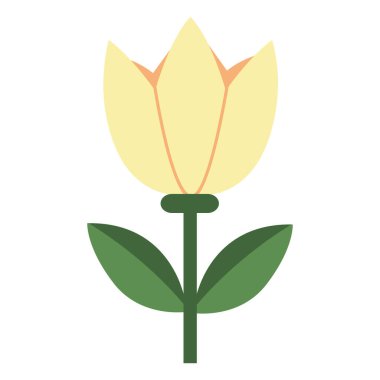 Fildişi yapraklı 2D minimalist çiçek yumuşak ve nazik bir estetiği çağrıştırıyor..