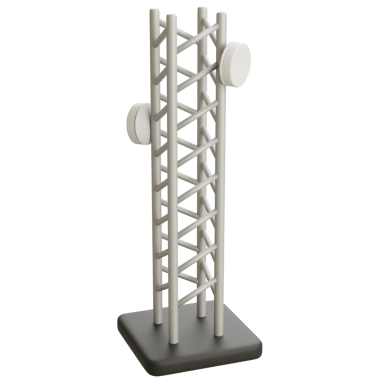 İnternet, mobil ve dijital sinyal kavramları için ideal anten antenli 3D yayın kulesi.