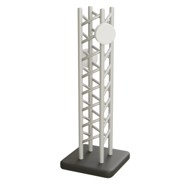 Yayın ve kablosuz iletişim için kullanılan bir telekom kulesi yapısının 3D görüntülemesi.