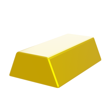 Dijital tasarımlarda yatırımları, değerli metalleri ve finansal büyümeyi görselleştirmek için kullanılan 3D parlak külçe çubuğu.