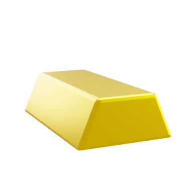 Parlak metalik yüzeyi olan, finans ve bankacılık kavramlarındaki zenginlik, lüks ve yatırım değerini temsil eden tek bir altın külçesinin üç boyutlu çizimi.