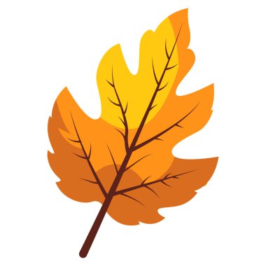 2d portakal-kahverengi akçaağaç yaprağı, sonbahar sonbahar tonlarını simgeliyor, kırsal ve mevsimsel projeler için mükemmel..