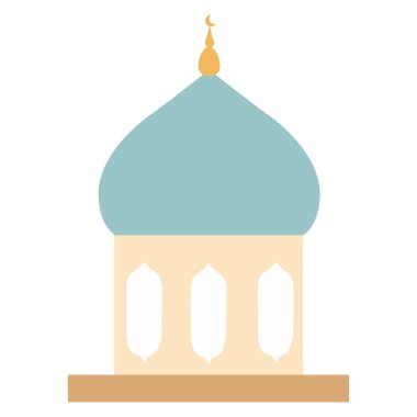 İkiz minareleri olan 2D naneli cami, İslami mimari simgeler için mükemmel..