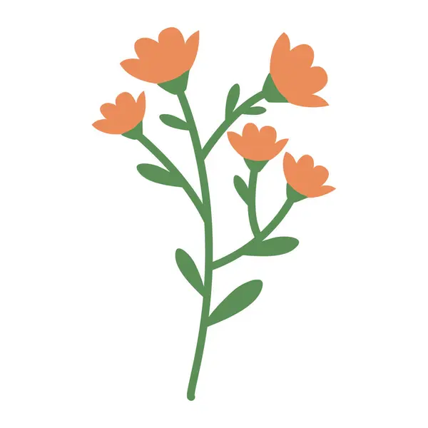 Düz yapraklı 2D tek turuncu çiçek. Çiçek aksanları ya da bahar sahneleri için kullan.