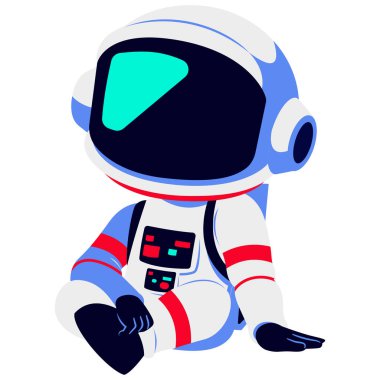Eşsiz bir pozda 2D karikatür tarzı astronot çizimi. Uzay temalı ve eğitici tasarımlar için harika.
