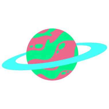 2D stilize gezegen ikonu canlı renklerle. Uzay, astronomi veya çocuk eğitim temaları için ideal.
