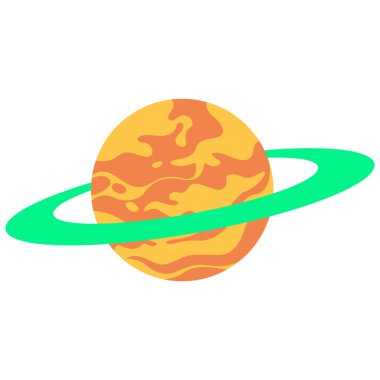 2D stilize gezegen ikonu canlı renklerle. Uzay, astronomi veya çocuk eğitim temaları için ideal.