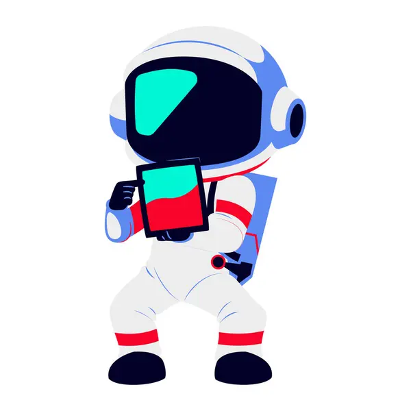 Eşsiz bir pozda 2D karikatür tarzı astronot çizimi. Uzay temalı ve eğitici tasarımlar için harika.