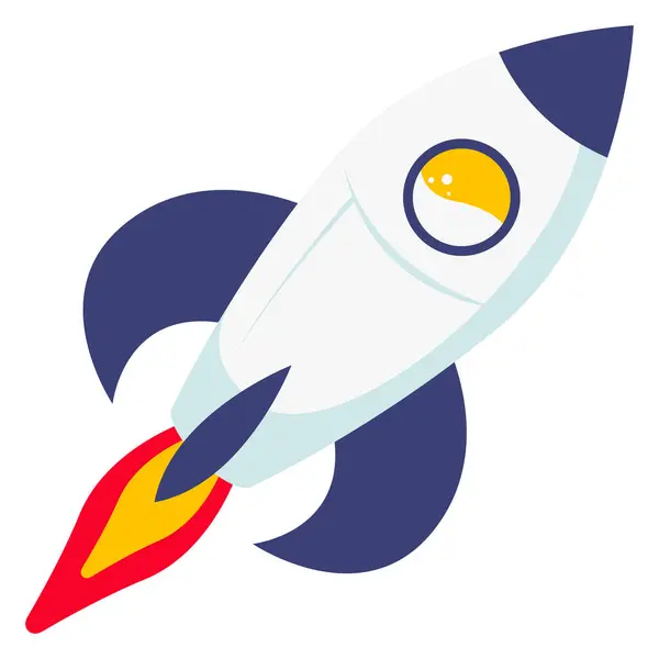 Dinamik tarzda 2D renkli roket grafiği. Uzay yolculuğu ve bilim görselleri için mükemmel..