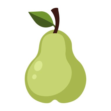 Yeşil armudun 2B düz çizimi. Çocukların öğrenmesi, yemek görselleri ve sağlıklı beslenme temaları için uygundur..