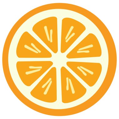 Portakal diliminin 2B düz çizimi. Çocukların öğrenmesi, yemek görselleri ve sağlıklı beslenme temaları için uygundur..